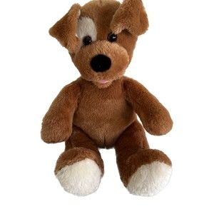 BUILD-A-BEAR Brown Sugar Puppy 15" Plush Stuffed Dog with White Eye Patch